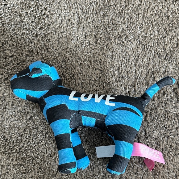 PINK Victoria's Secret Blue and Black Striped Plush 2011 - Picture 1 of 5